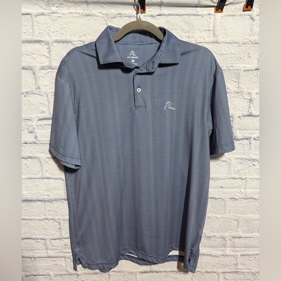 Men’s Rhoback Blue and White Checkered Polo, Size Medium - Picture 1 of 5